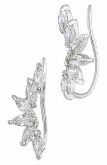 SAVVY CIE JEWELS Flared Pear Cubic Zirconia Ear Climbers