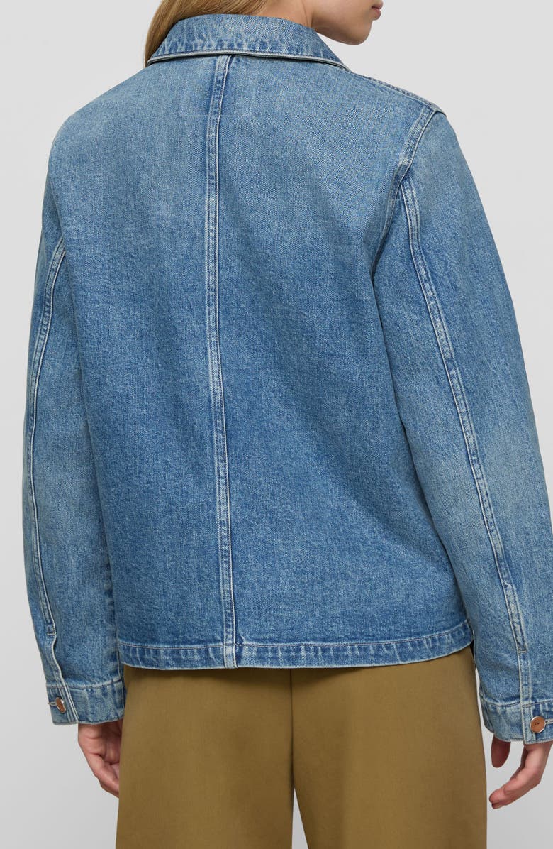 Lafayette 148 New York Patch Pocket Denim Jacket, Alternate, color, Faded Skyline