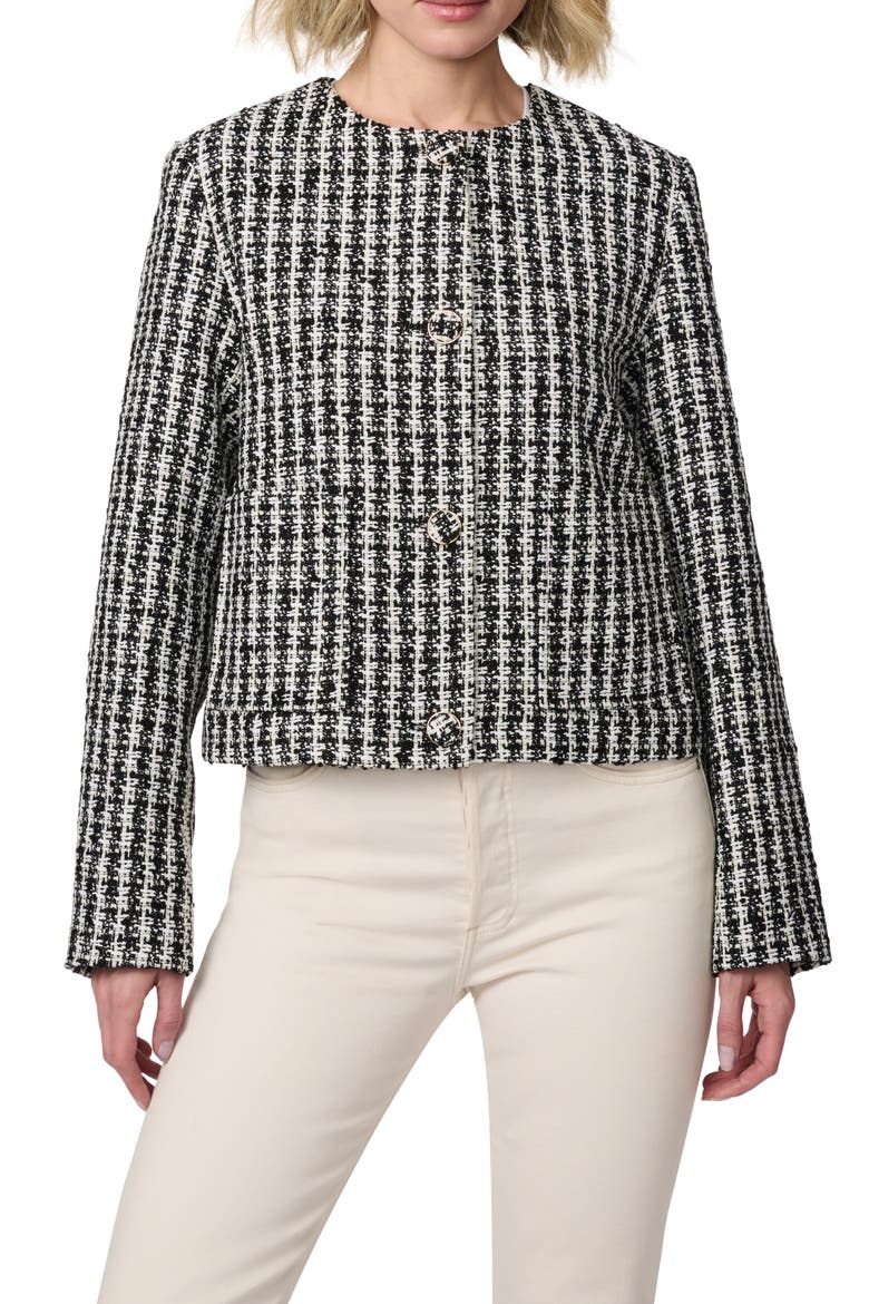 Boxy Tweed Jacket, Main, color, BLACK/WHITE