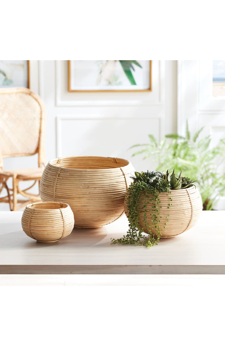 Napa Home & Garden Cane Rattan Plant Baskets Set of 3, Alternate, color, Brown