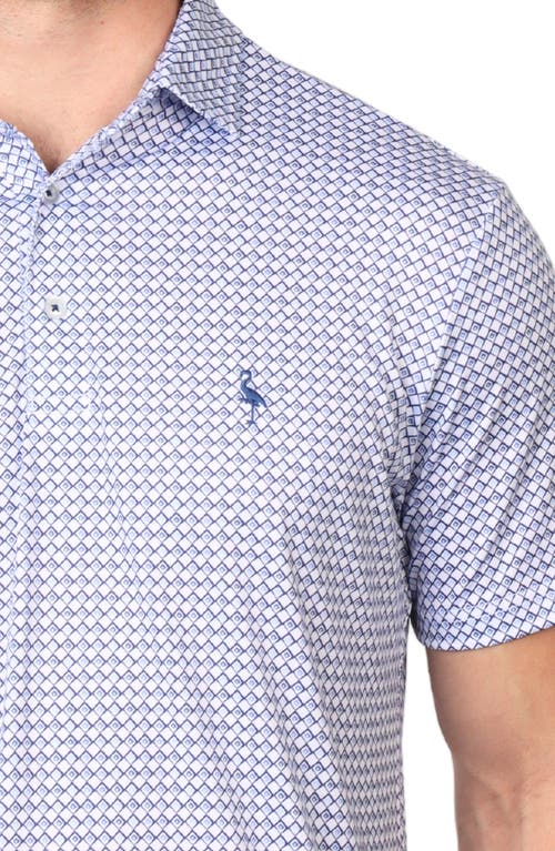 Shop Tailorbyrd Abstract Geo Print Performance Polo In Blue