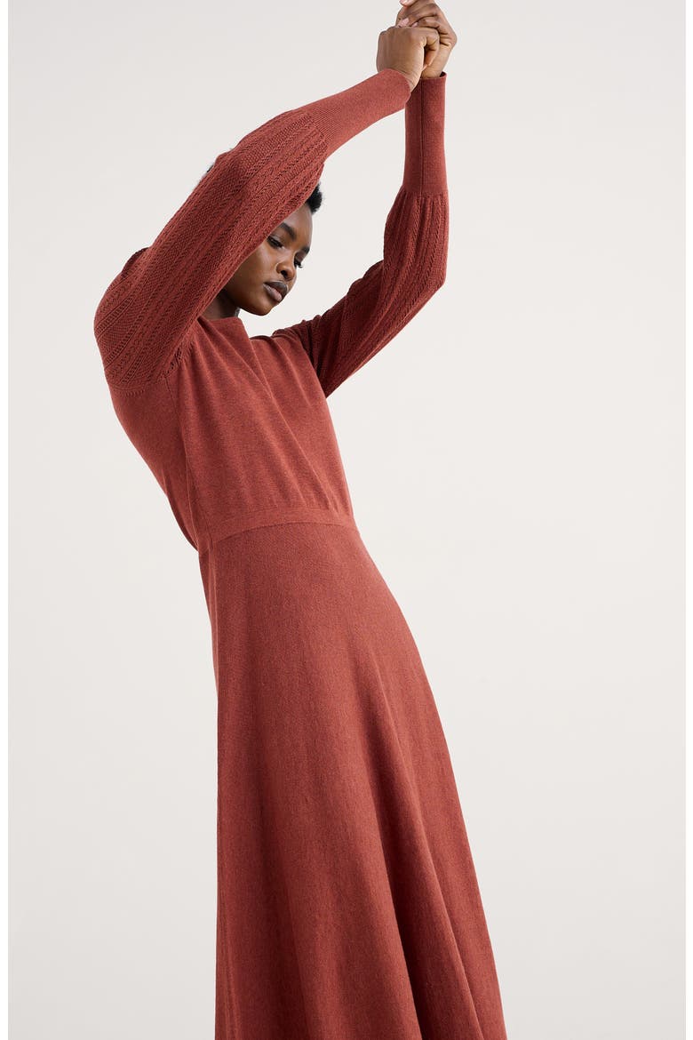 Herring Gull Long Sleeve Organic Cotton Sweater Dress, Alternate, color, KNIT MELANGE BURGUNDY