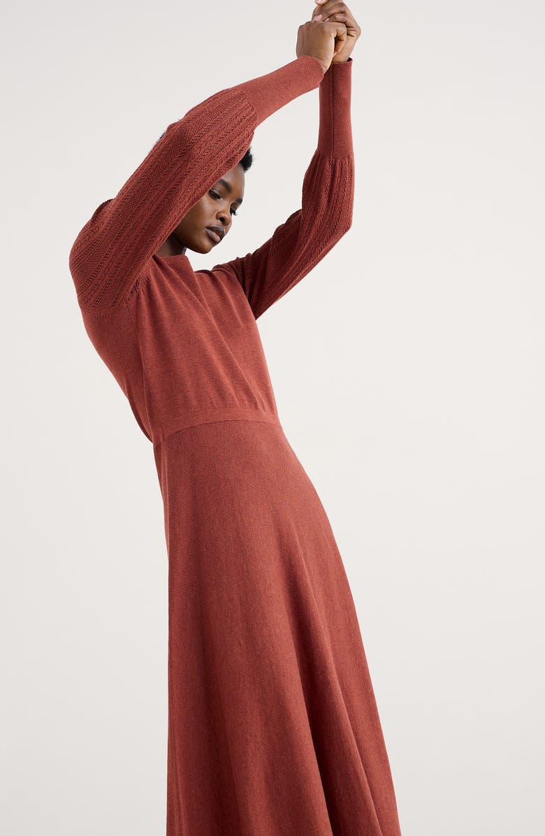 Seasalt Cornwall Herring Gull Long Sleeve Organic Cotton Sweater Dress, Alternate, color, Knit Melange Burgundy