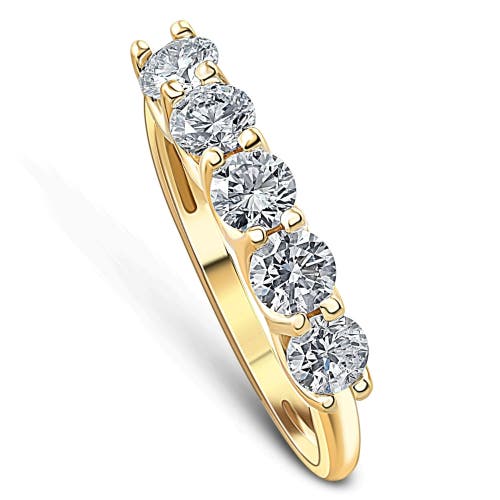 Bliss Diamond 1ct T.w. Five Stone Diamond Wedding Ring 14k Or Gold Lab Grown In 14k Yellow Gold