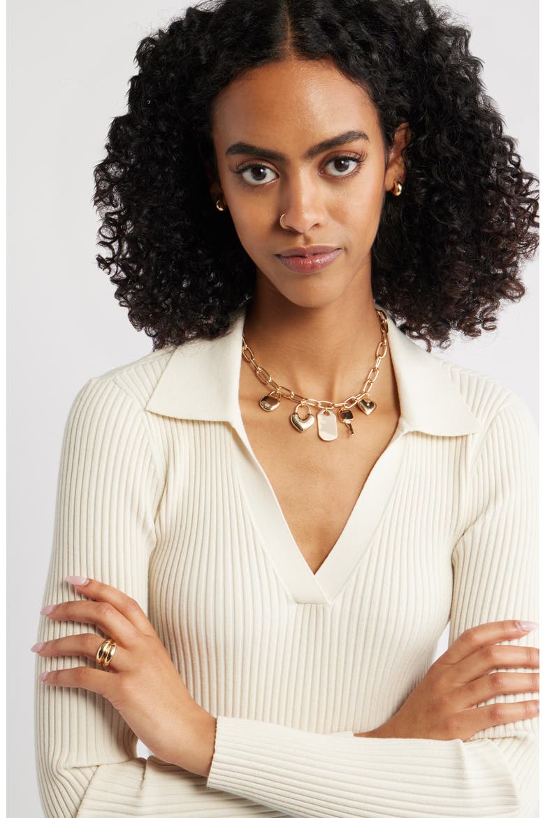 Heart Lock Charm Necklace, Alternate, color, GOLD
