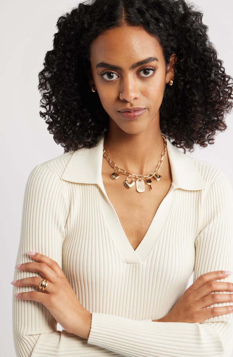 Open Edit Heart Lock Charm Necklace, Alternate, color, Gold