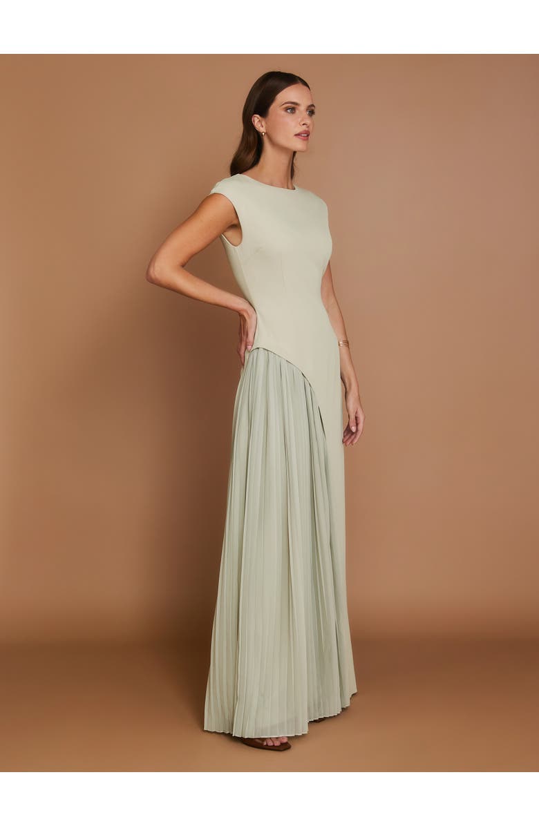 Six Stories Pleated Skirt Cap Sleeve Maxi Dress, Alternate, color, Pistachio