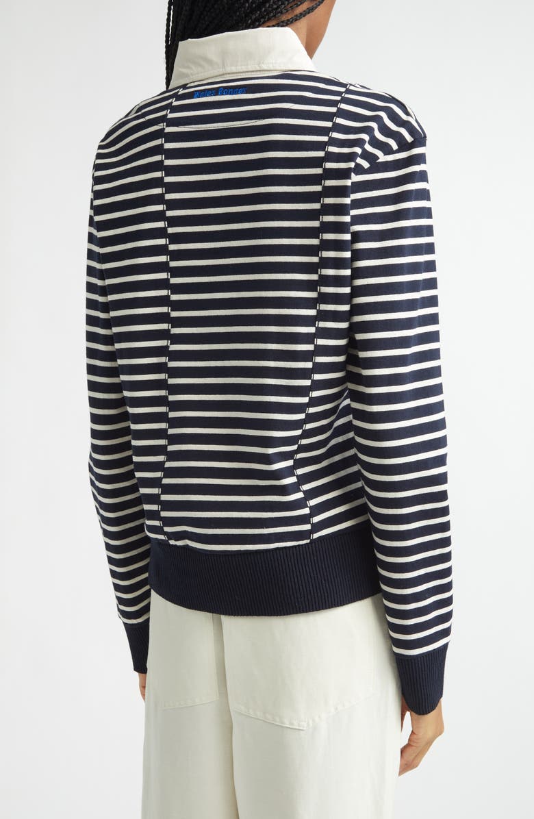 Wales Bonner Reflect Offset Stripe Polo, Alternate, color, Navy / Ivory