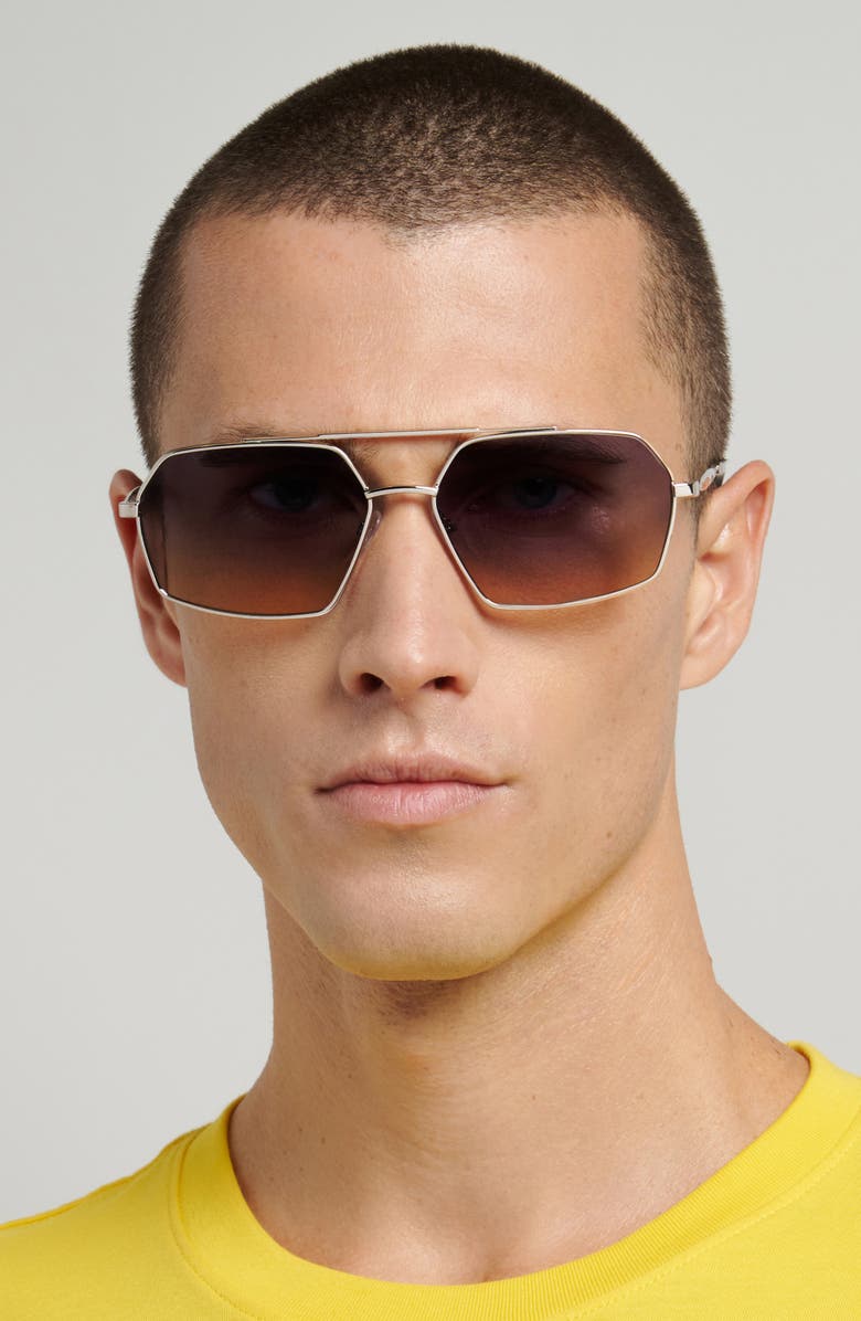 Moschino 60mm Square Sunglasses, Alternate, color, Palladium/ Blue Beige