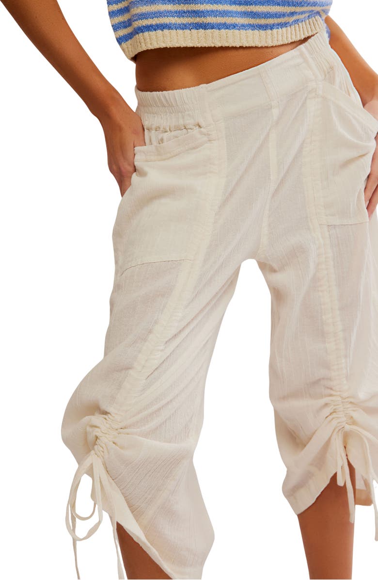 Free People Gianna Ruched Cotton Capri Pants, Alternate, color,