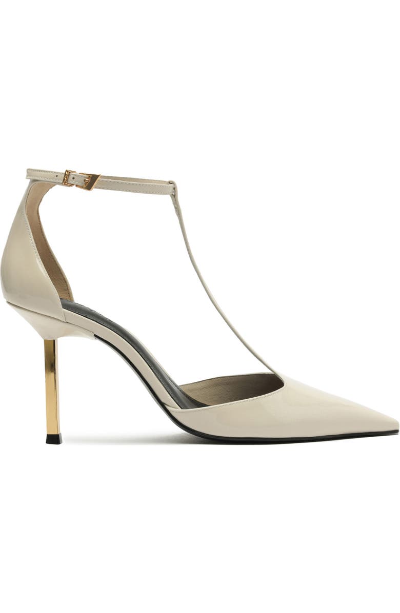 Schutz Allure Pointed Toe T-Strap Pump, Alternate, color, Sugar White