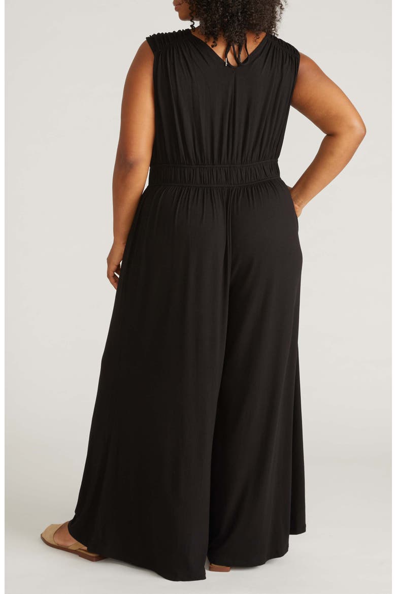 The Zoey Liquid Jersey Wide Leg Jumpsuit, Alternate, color, BLACK