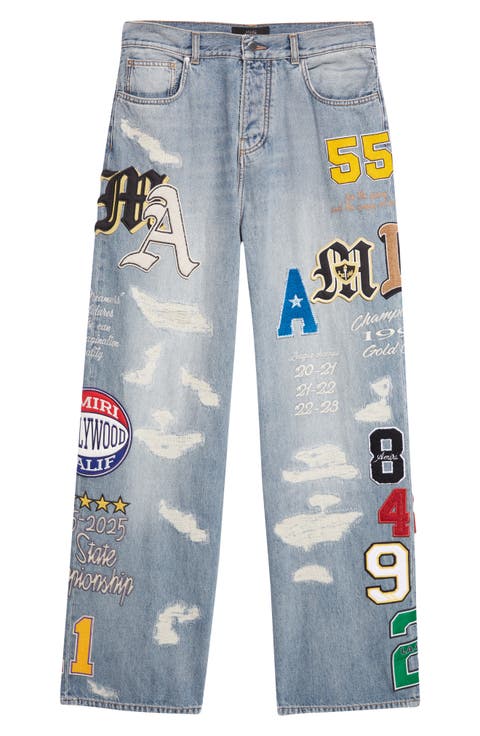 Varsity Patch Distressed Jeans