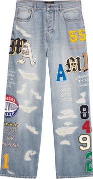 AMIRI Varsity Patch Distressed Jeans