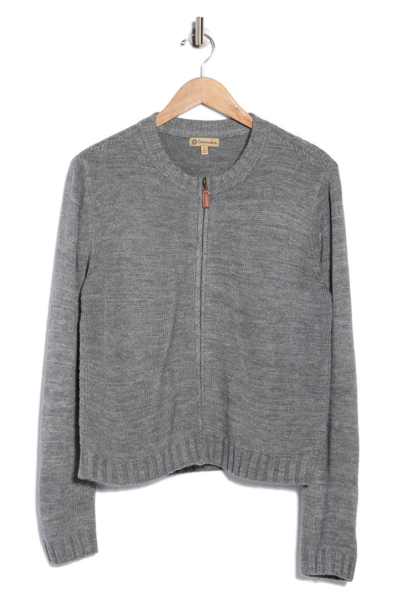 Zip-Up Sweater, Alternate, color, HEATHER GREY