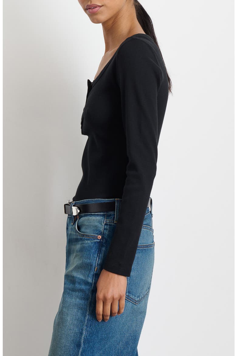 Everyday Long Sleeve Rib Henley, Alternate, color, BLACK