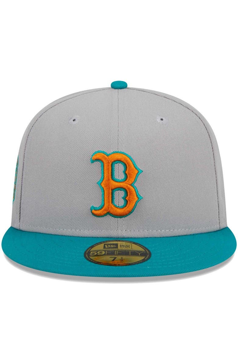 New Era Men's New Era Gray/Teal Boston Red Sox 59FIFTY Fitted Hat, Alternate, color, Gray