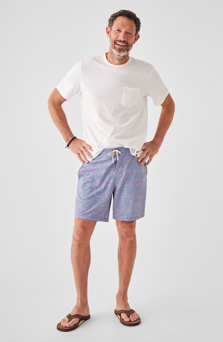 Faherty Classic Floral Print Swim Trunks, Alternate, color, 