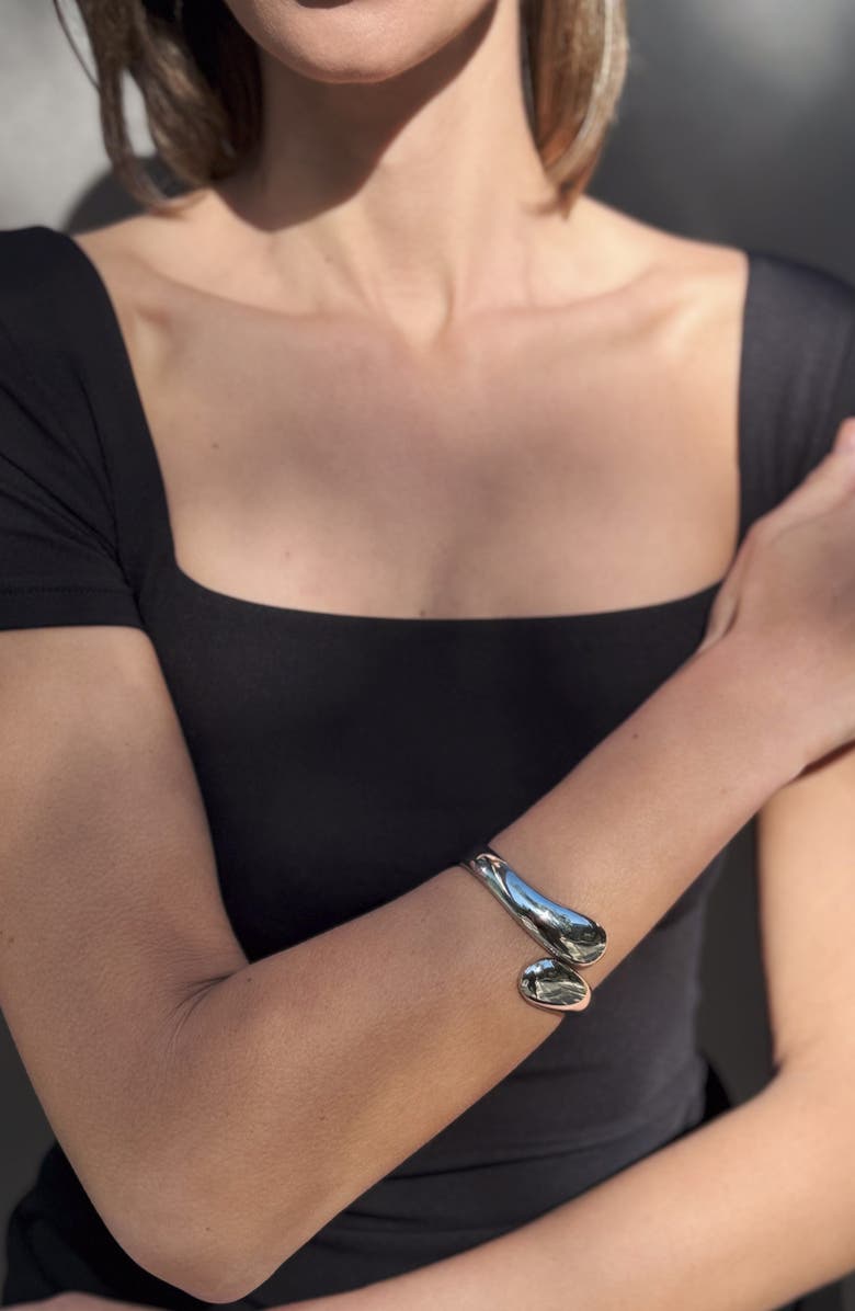 Adornia Overlap Cuff Bracelet, Alternate, color, Silver