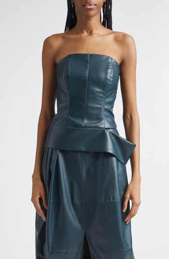 Zinia Strapless Bustier Faux Leather Top