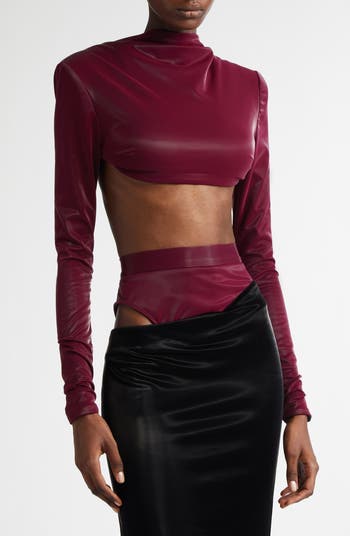 Portrait Neck Faux Leather Bolero