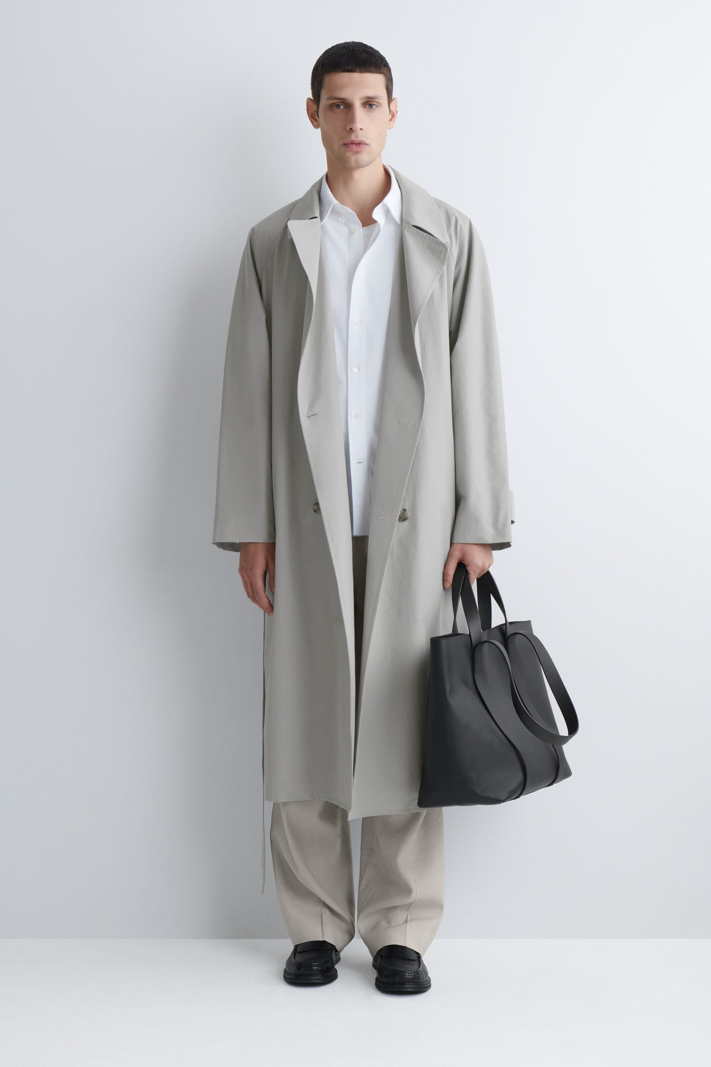 COS Tableau Tote Bag - Leather, Alternate, color, Black