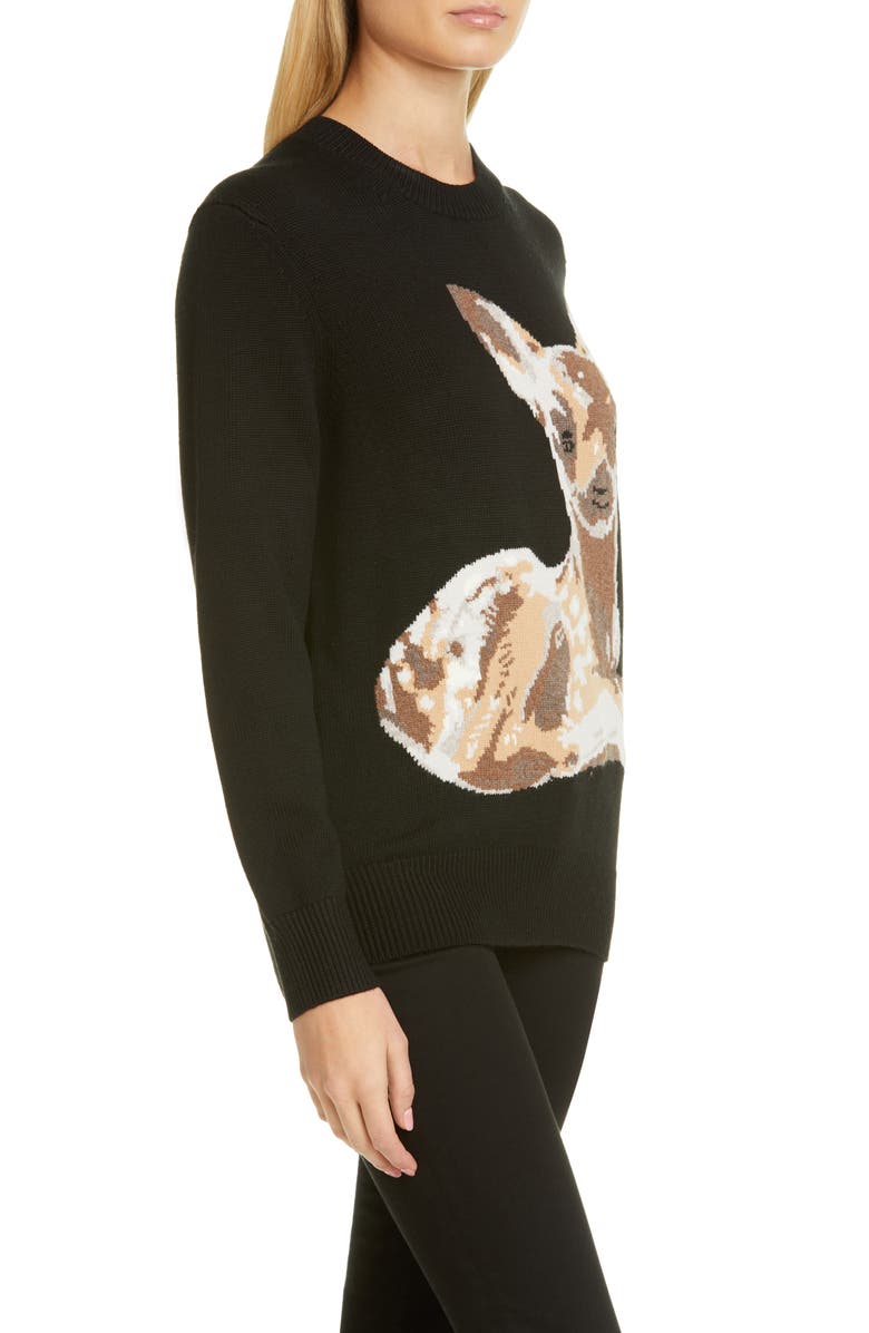 Burberry Courtney Deer Intarsia Wool Sweater, Alternate, color,
