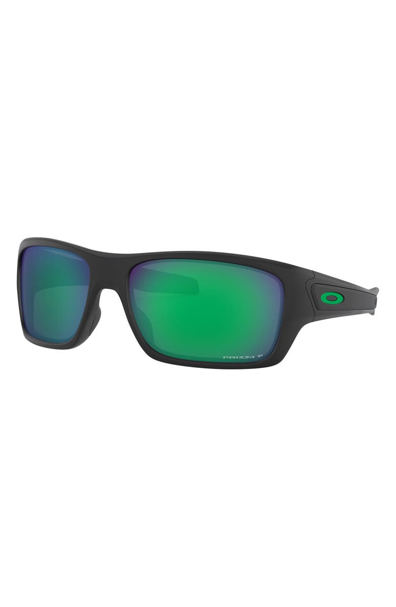 Oakley Turbine 65mm Polarized Oversize Rectangular Sunglasses, Alternate, color, Matte Black
