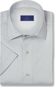 David Donahue Medallion Print Short Sleeve Button-Up Shirt