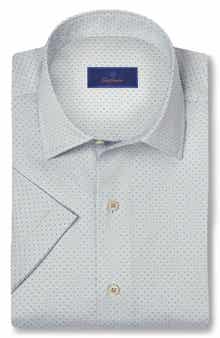 David Donahue Medallion Print Short Sleeve Button-Up Shirt