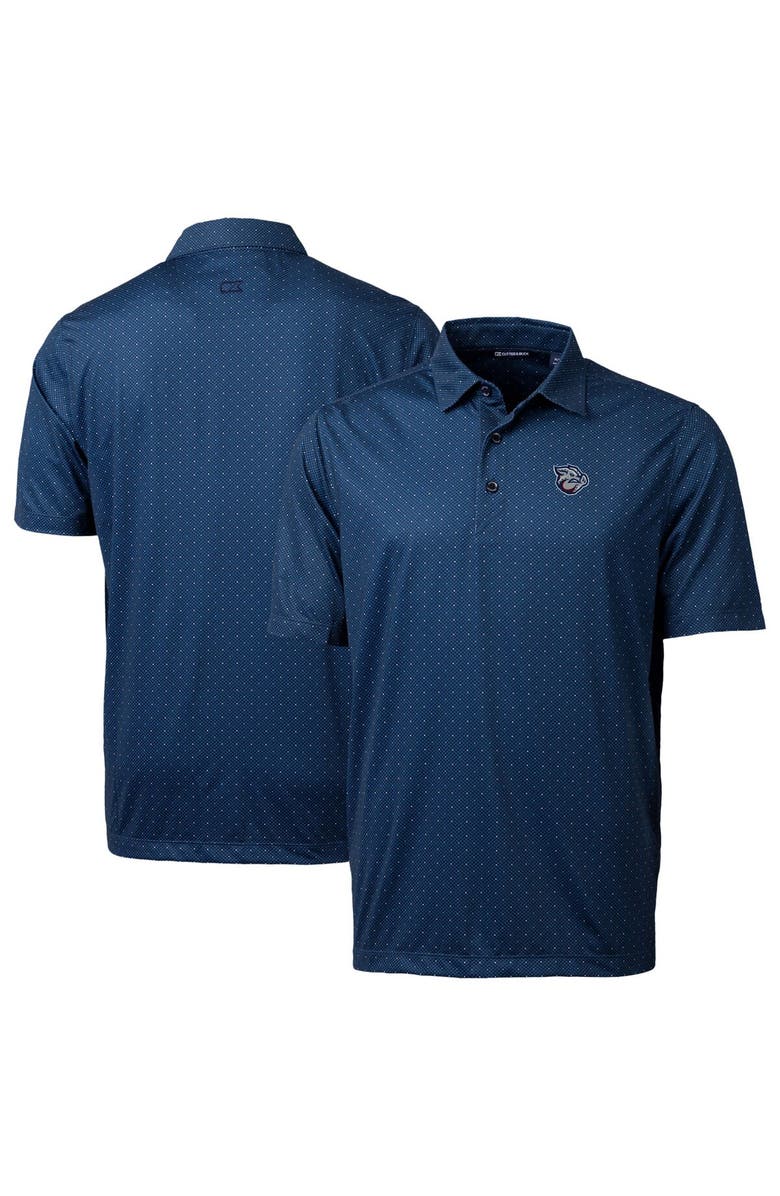 Cutter & Buck Men's Cutter & Buck Navy Lehigh Valley IronPigs Pike Double Dot Print Stretch Polo, Main, color,