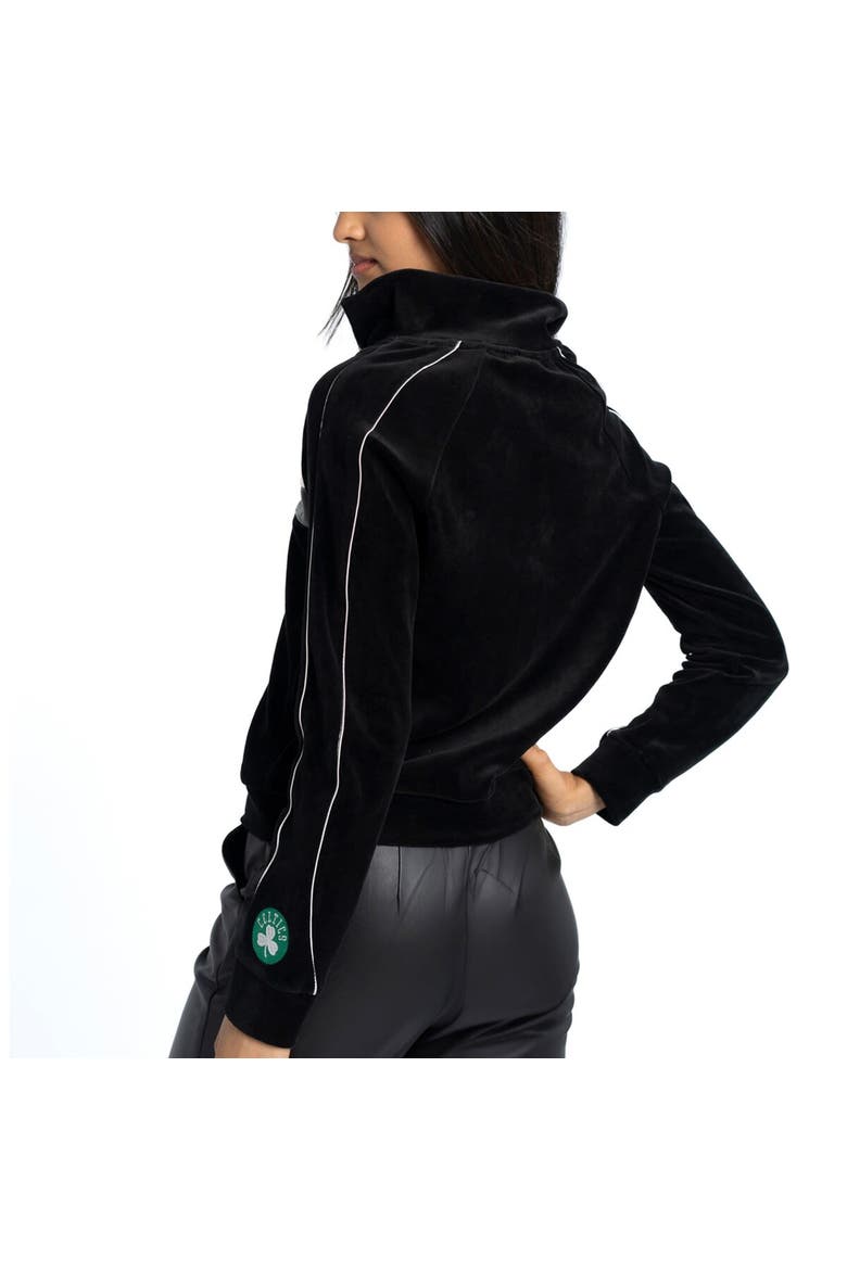 Women's Lusso Black Boston Celtics Nixie Chevron Color-Block Raglan Full-Zip Track Jacket, Alternate, color, Black