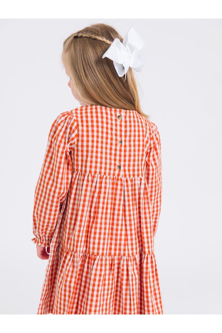 Woven Long Sleeve Tiered Twirl Dress, Alternate, color, Classic Rust Gingham