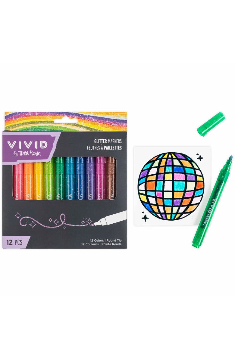 Brea Reese Vivid Glitter Markers 12 Pack, Sparkle & Shine Ink, Alternate, color,