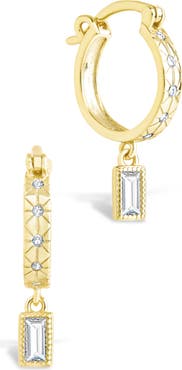 Sterling Forever Oaklyn Cubic Zirconia Drop Hoop Earrings