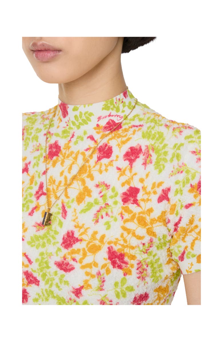 Burberry Floral Cotton Blend Top, Alternate, color, Fuchsia Pink