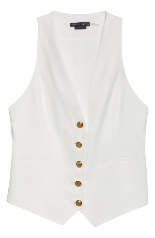 Alice And Olivia Mazie Linen Vest In Off White