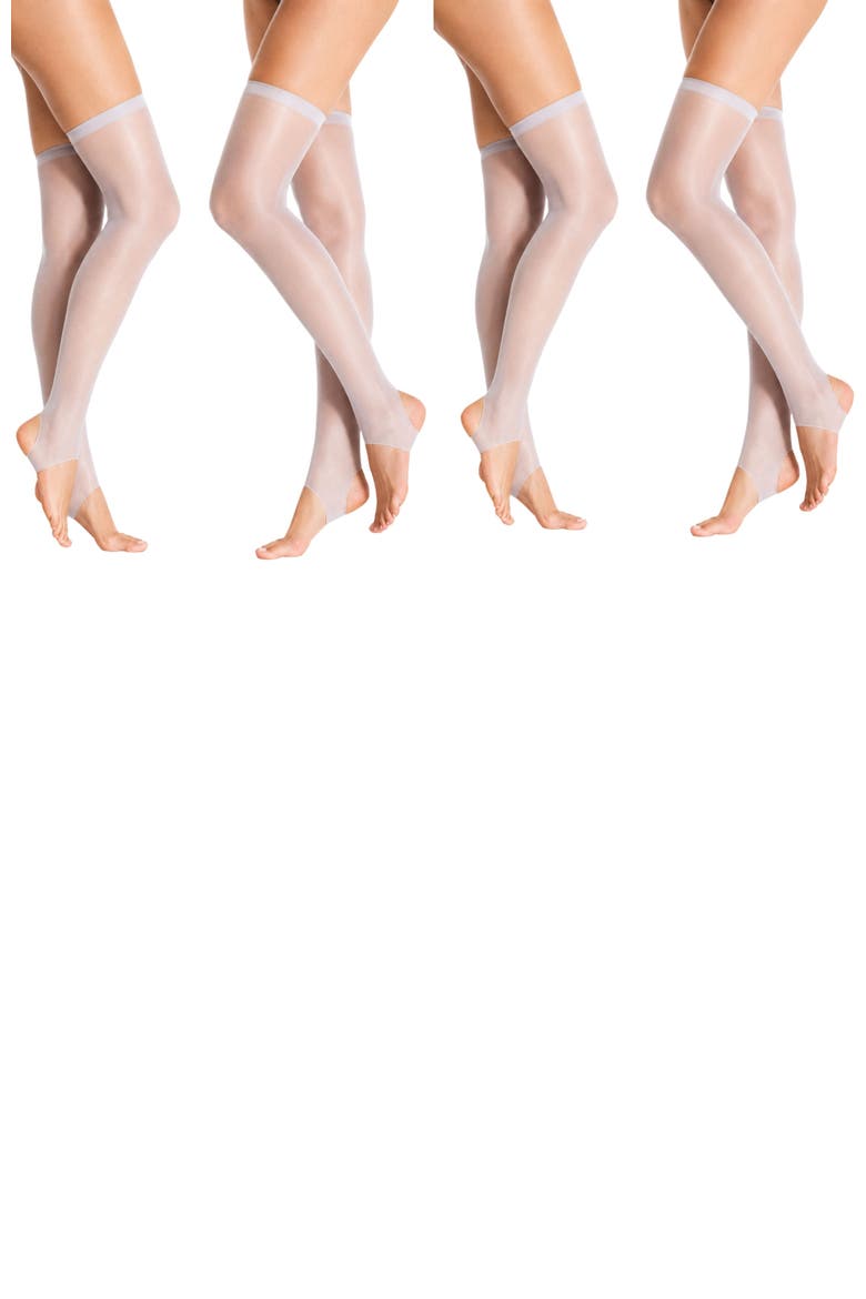 4-Pack Women's Stirrup Thigh High Colored Cocktail Stockings, Main, color, Grey