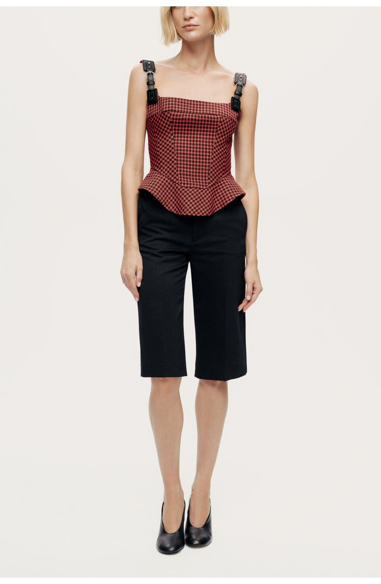 Nocturne Checked Buckle Strap Corset Top, Alternate, color, Multi-Colored