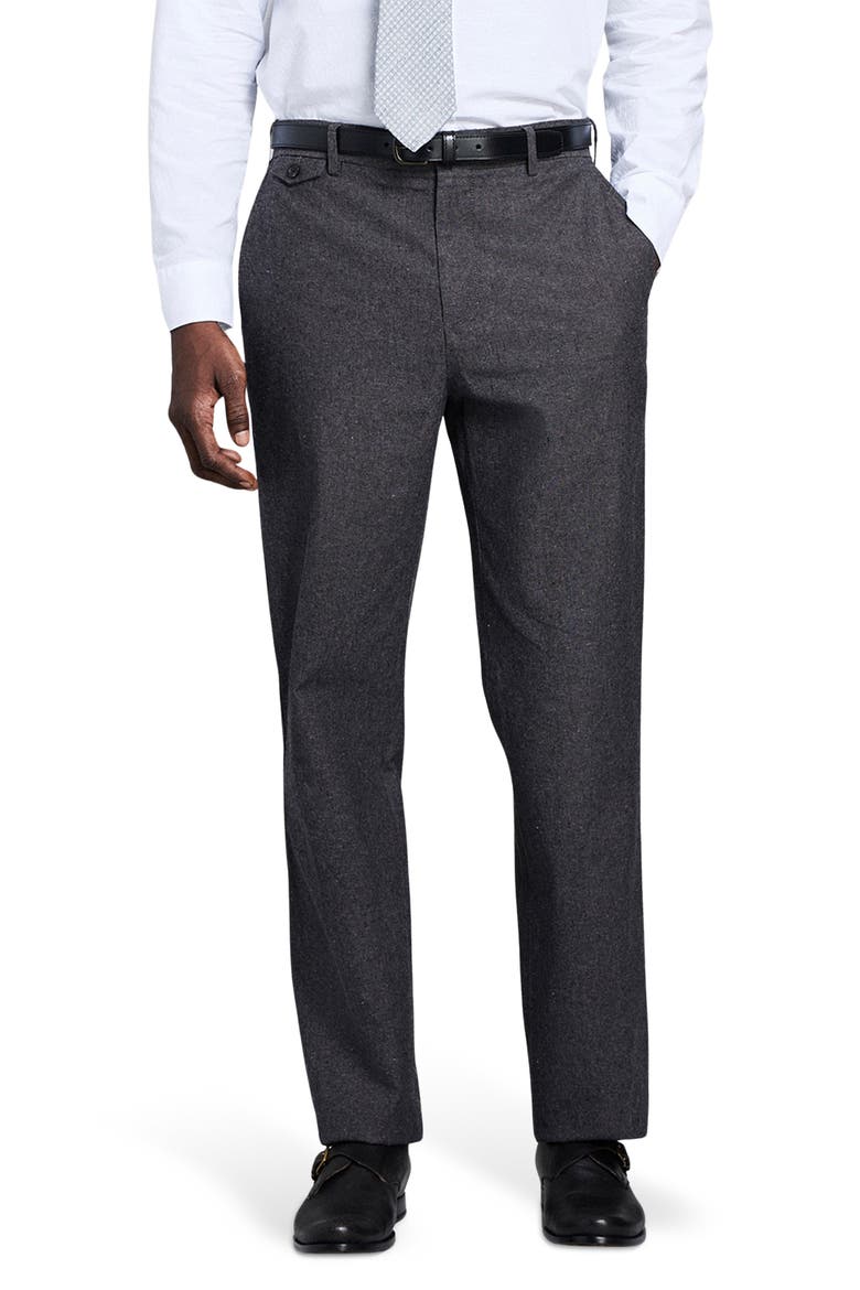 Flat Front Linen & Cotton Pants, Main, color, CHARCOAL