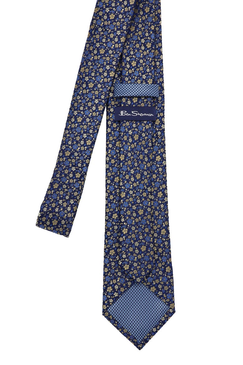 Ditsy Floral Tie, Alternate, color, NAVY/ GOLD