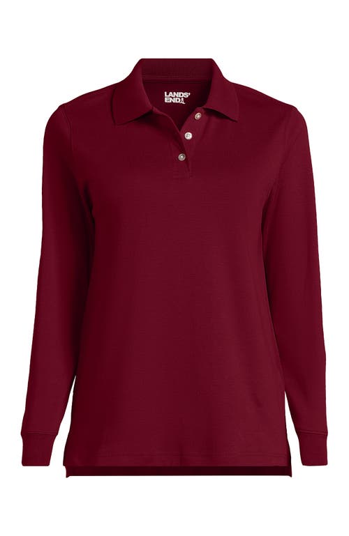 Lands' End School Uniform Long Sleeve Interlock Polo Shirt In Garnet