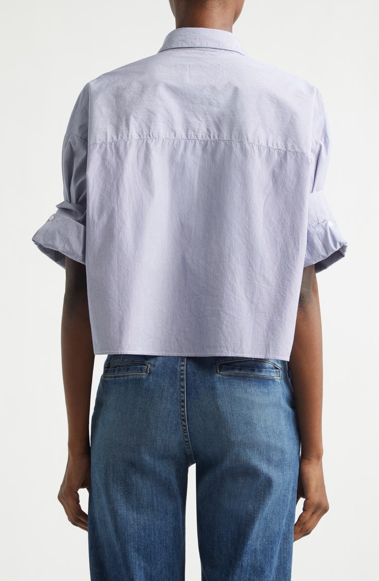 TWP Next Ex with Crystals Cotton Button-Up Shirt, Alternate, color, White / Midnight