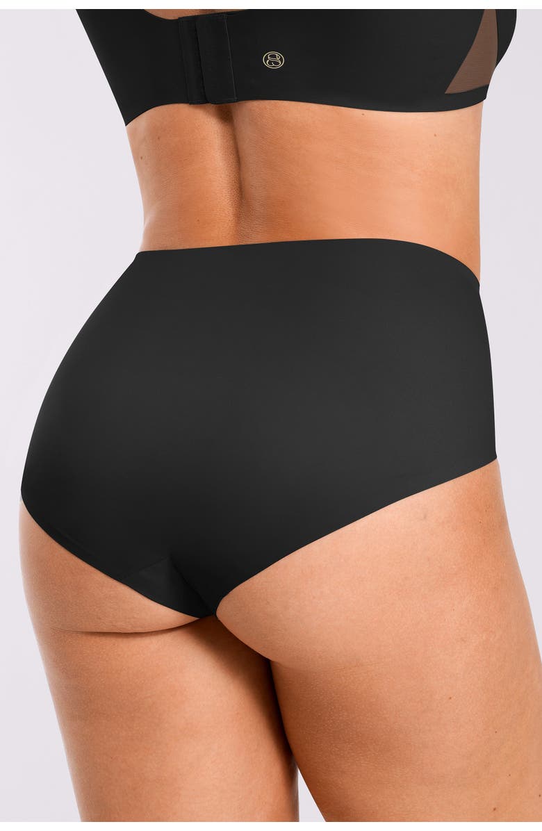 Shapellx Curve Code Contour Comfy Smoothing Brief, Alternate, color, Black