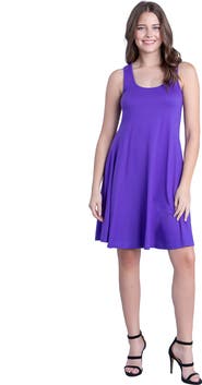 24seven Comfort Apparel Petites Sleeveless A-Line Fit and Flare Skater Dress
