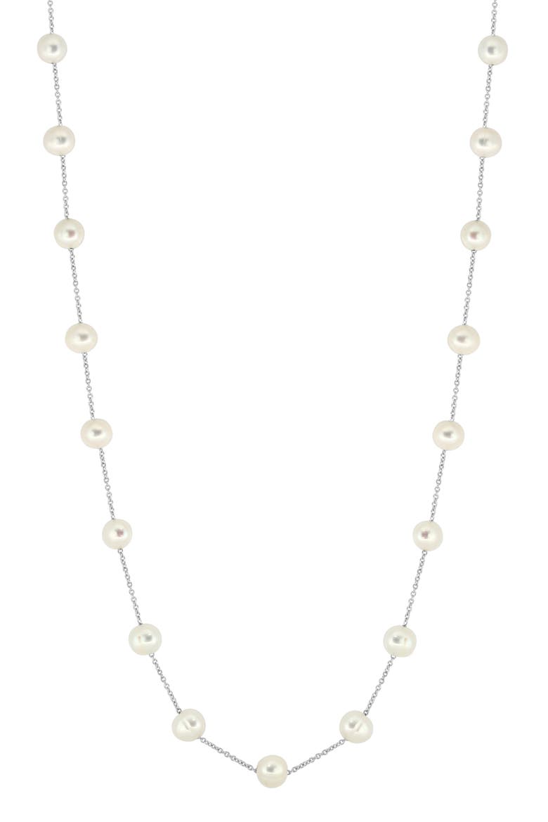 Sterling Silver Cultured Pearl Necklace, Main, color, SILVER