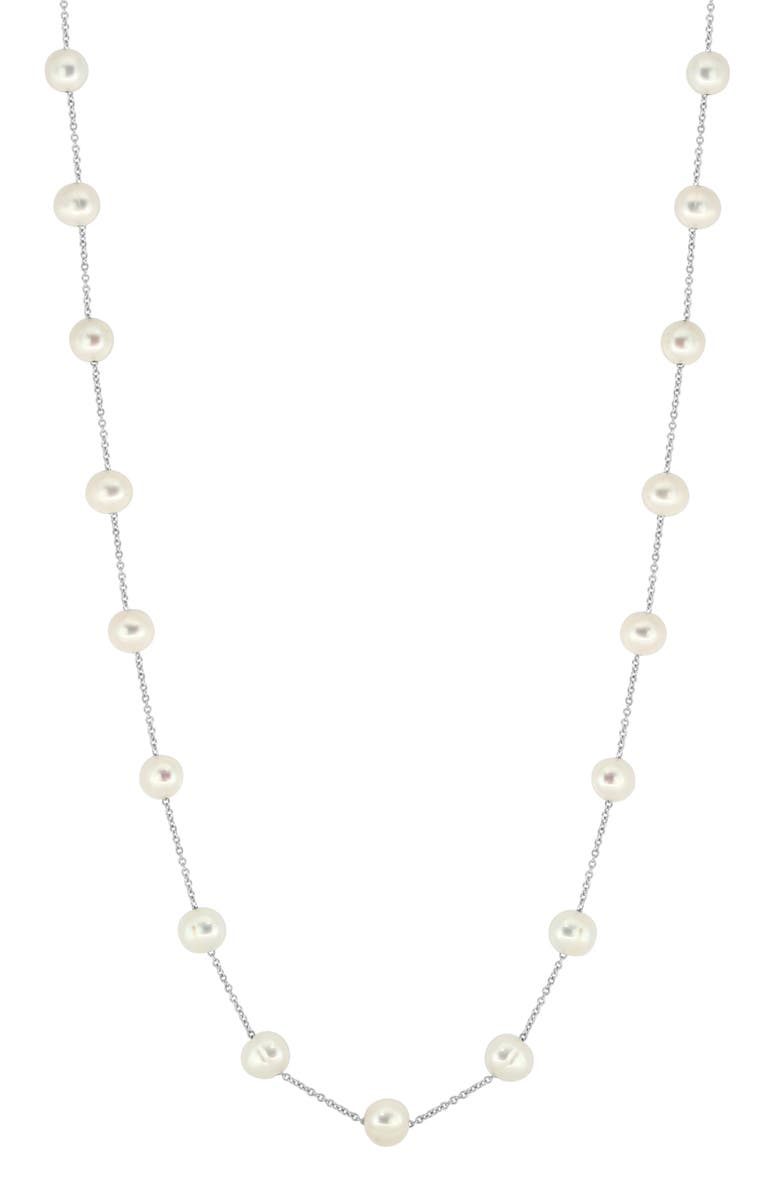 EFFY Sterling Silver Cultured Pearl Necklace, Main, color, Silver