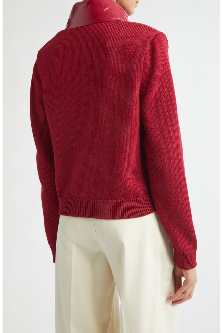 Mixed Media Quilted Down Puffer Cardigan, Alternate, color, RED
