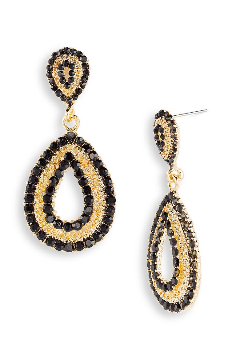 Teardrop Statement Earrings, Main, color, BLACK/ GOLD