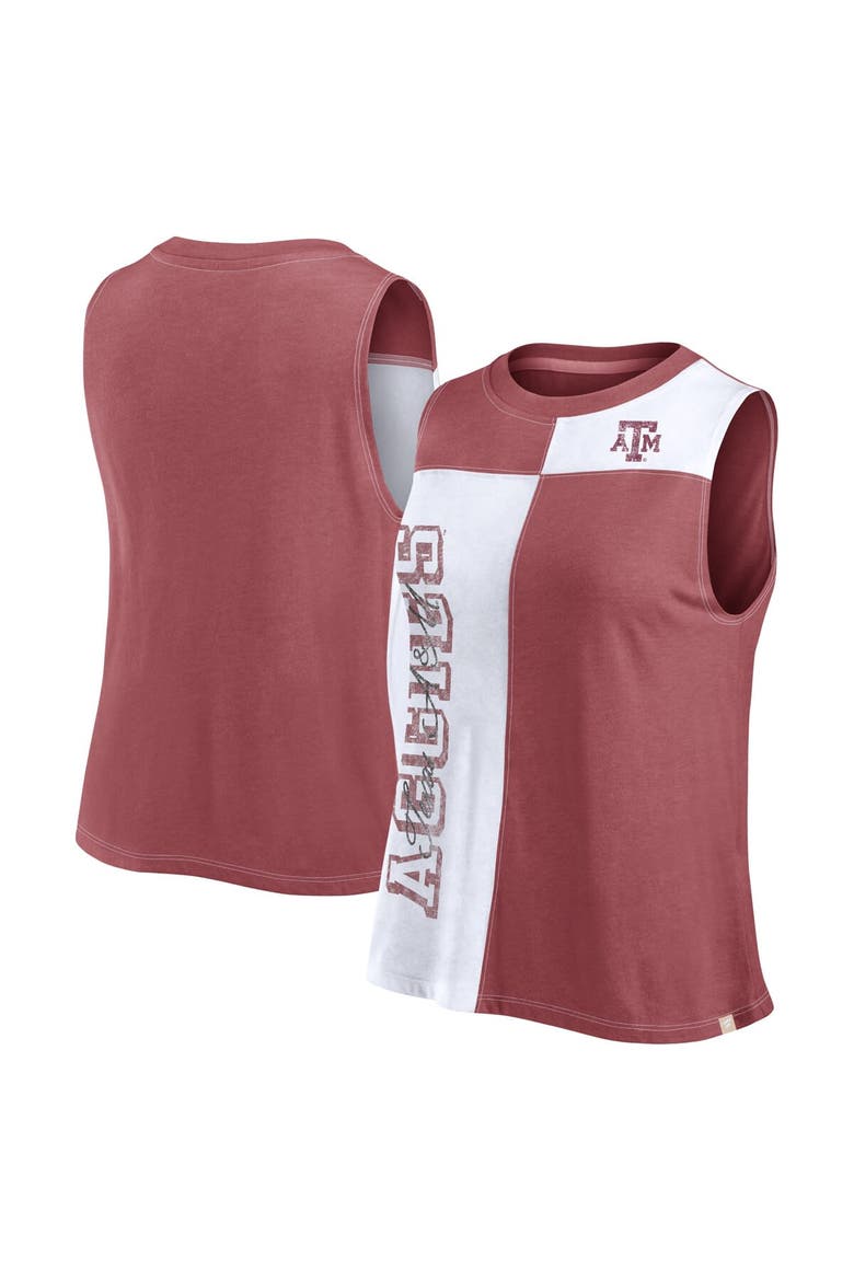 Women's Fanatics Branded Maroon/White Texas A&M Aggies Colorblock High Neck Tank Top, Alternate, color, Maroon